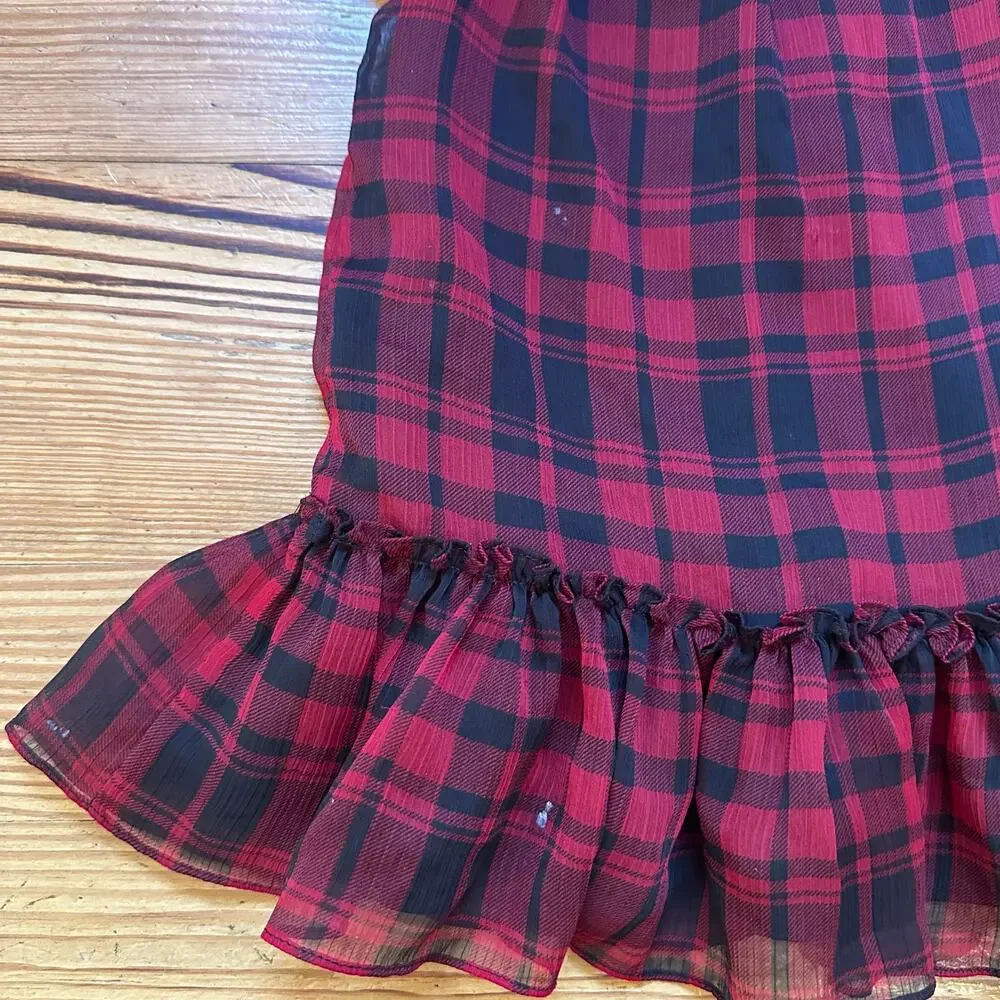 Ralph Lauren red black checkered collar ruffle‎ dress SIZE 12M
